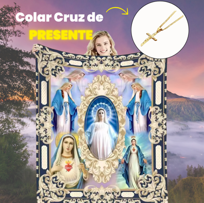 Manta Católica + Colar Cruz Ouro 24K GRÁTIS